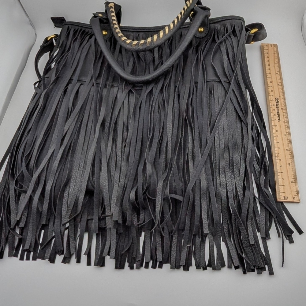Black Fringe Tote Bag - Picture 2 of 5